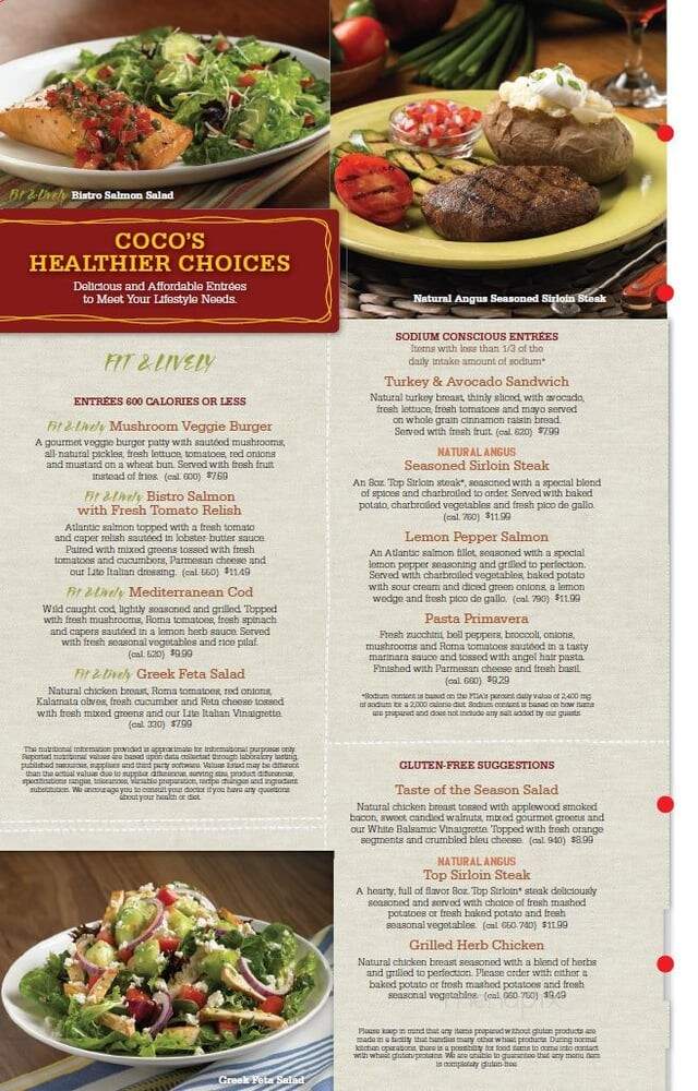Coco's Bakery Restaurant - Redlands, CA menu_pic