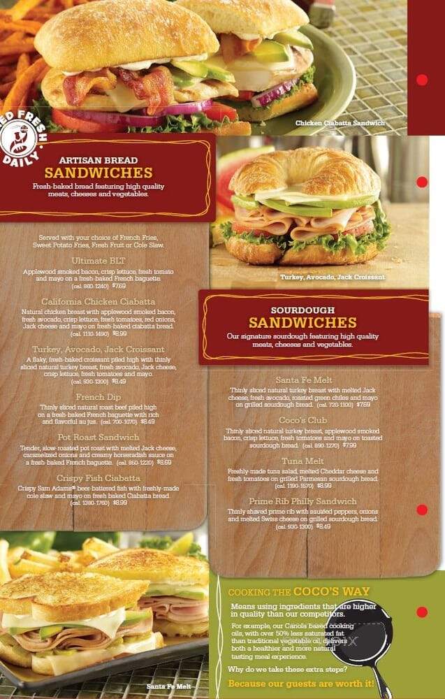 Coco's Bakery Restaurant - Redlands, CA menu_pic