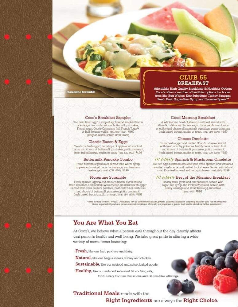 Coco's Bakery Restaurant - Redlands, CA menu_pic