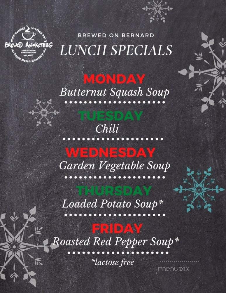 Brewed Awakening - Corner Brook, NL menu_pic