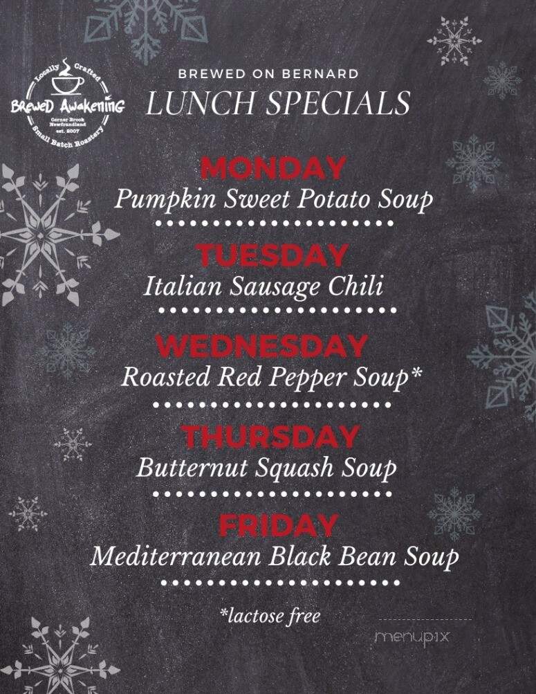 Brewed Awakening - Corner Brook, NL menu_pic