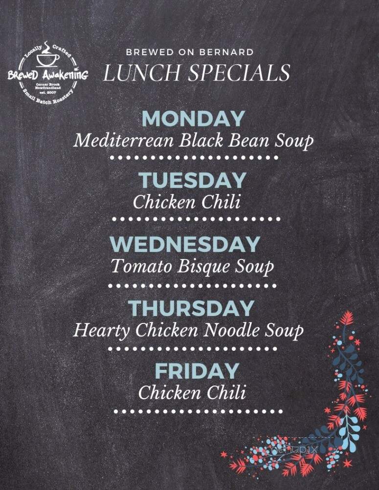 Brewed Awakening - Corner Brook, NL menu_pic