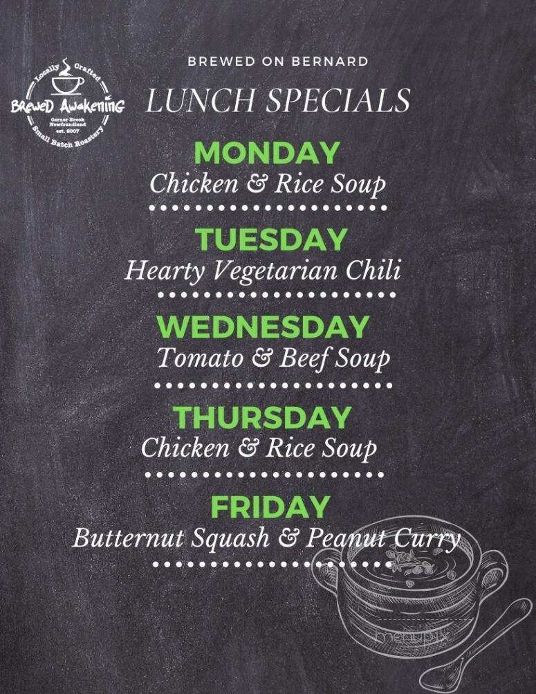 Brewed Awakening - Corner Brook, NL menu_pic