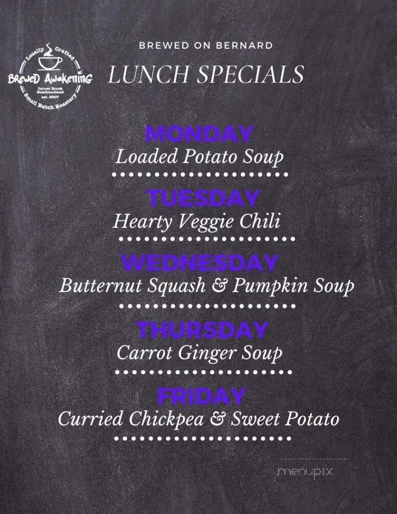 Brewed Awakening - Corner Brook, NL menu_pic