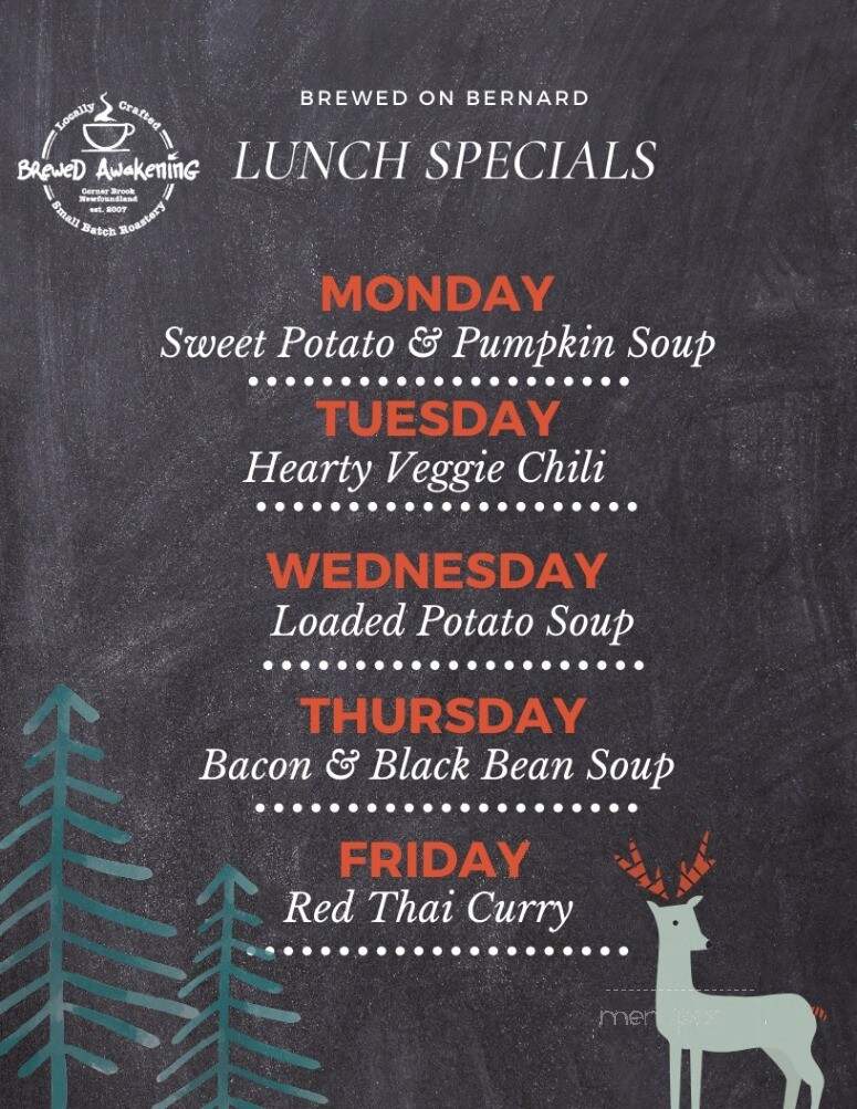 Brewed Awakening - Corner Brook, NL menu_pic