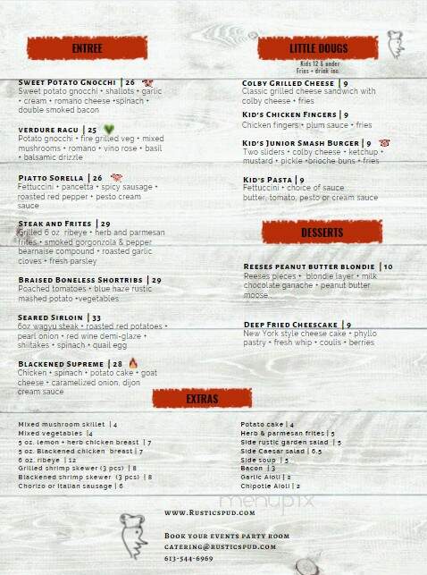 The Rustic Spud Restaurant & Catering - Kingston, ON menu_pic