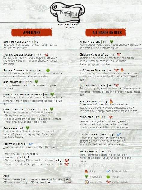 The Rustic Spud Restaurant & Catering - Kingston, ON menu_pic