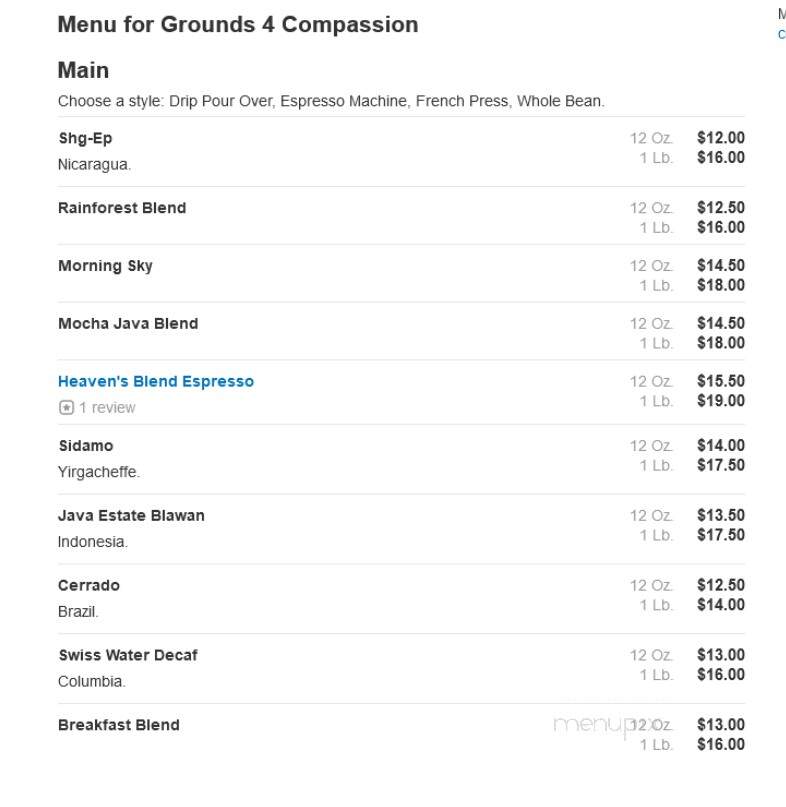 Grounds 4 Compassion - Bethany, OK menu_pic