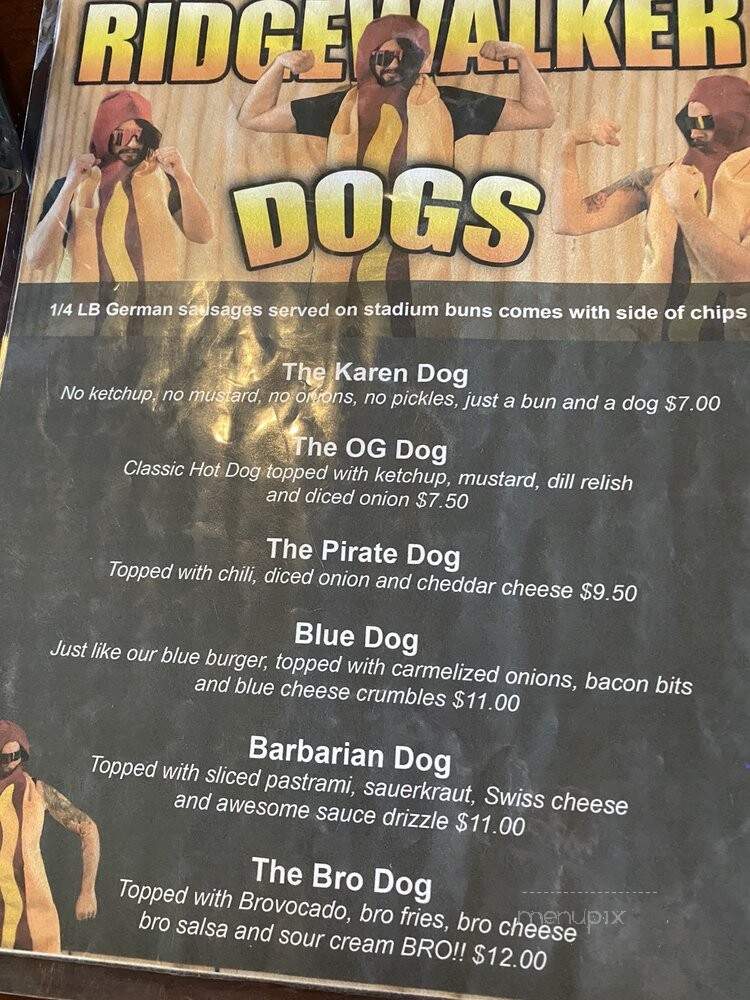 Ridgewalker Brewing - Forest Grove, OR menu_pic