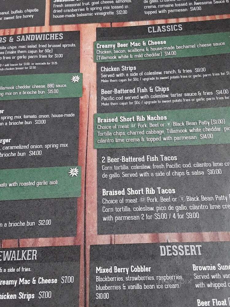Ridgewalker Brewing - Forest Grove, OR menu_pic