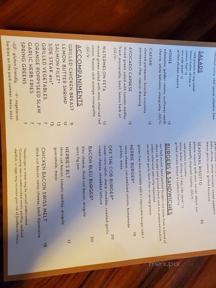 Herbie's On the Park - Saint Paul, MN menu_pic
