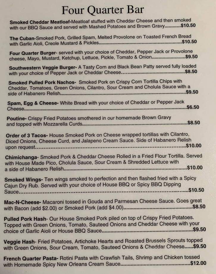 Four Quarter Bar - North Little Rock, AR menu_pic