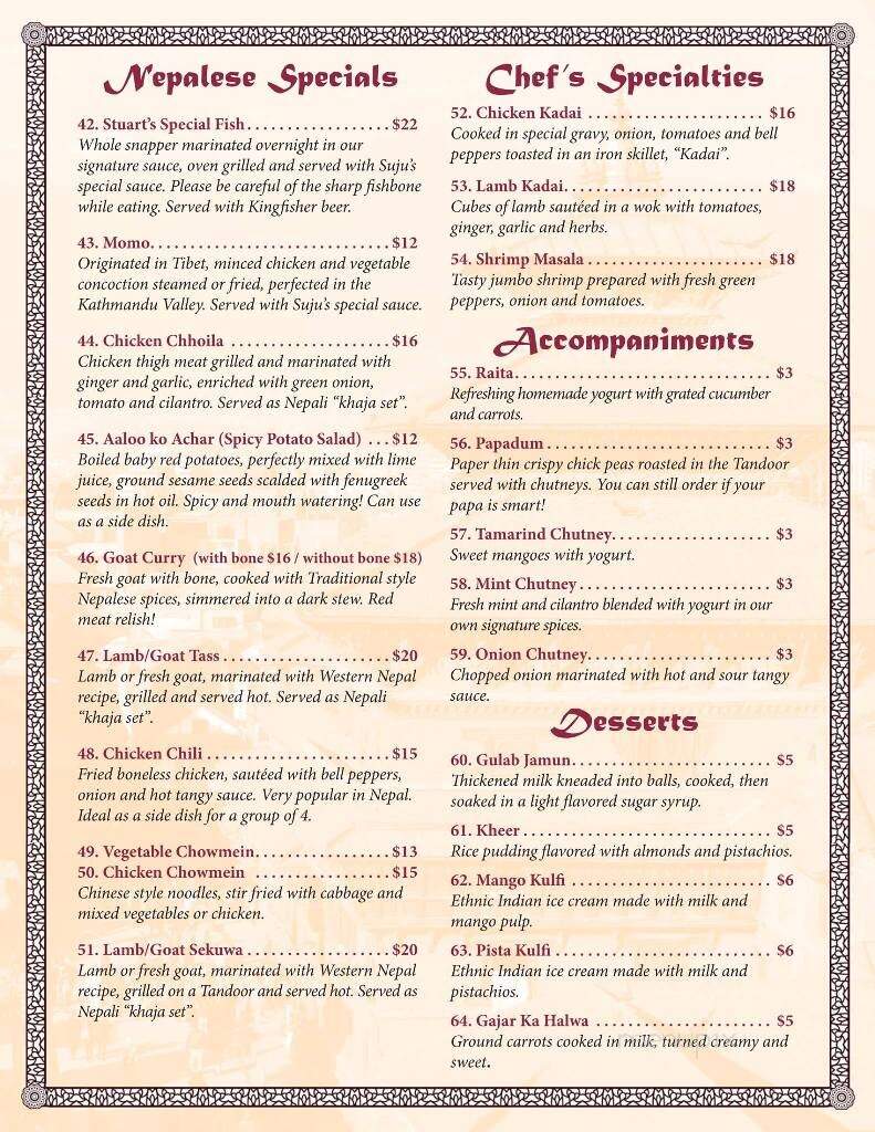Namaste Grill - Stuart, FL menu_pic