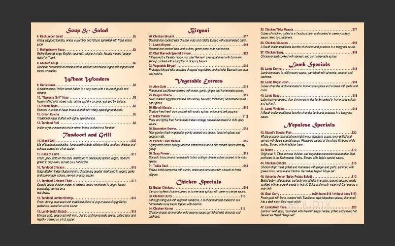 Namaste Grill - Stuart, FL menu_pic