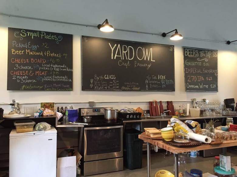 Yard Owl Craft Brewery - Gardiner, NY menu_pic