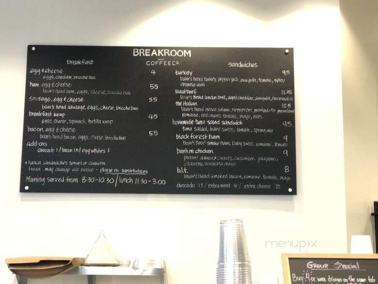Breakroom Coffee & Food - Los Angeles, CA menu_pic