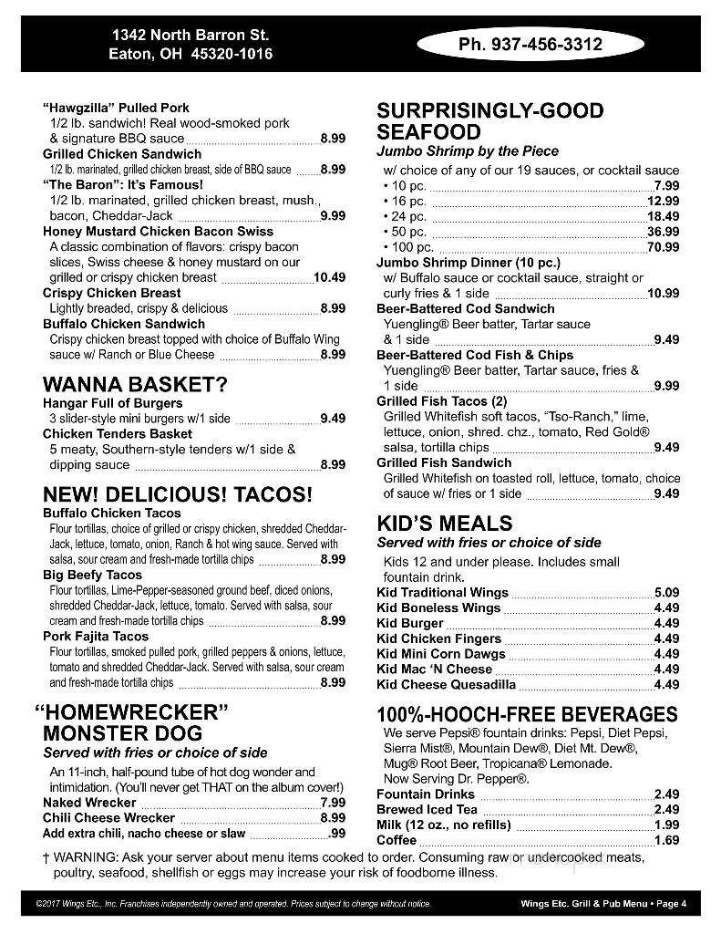 Wings Etc - Eaton, OH menu_pic