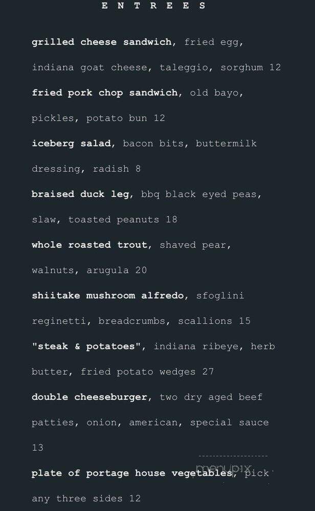 Portage House - Jeffersonville, IN menu_pic