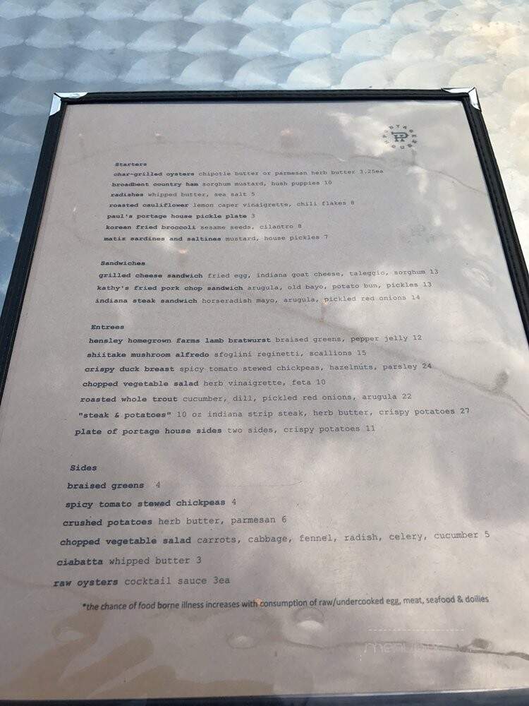 Portage House - Jeffersonville, IN menu_pic