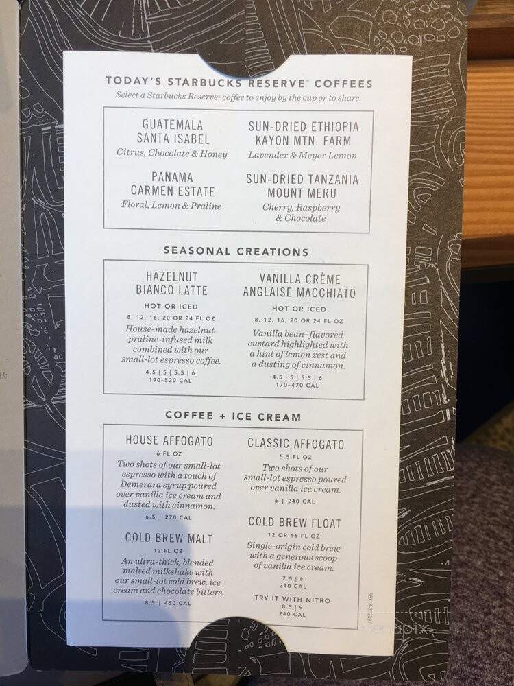 Starbucks Reserve - Sacramento, CA menu_pic