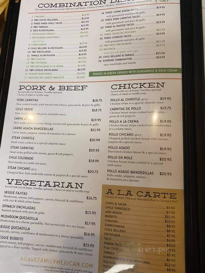 Agave Restaurant - Gunnison, CO menu_pic