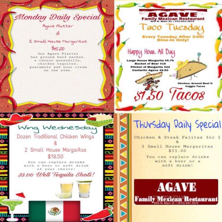 Agave Restaurant - Gunnison, CO menu_pic