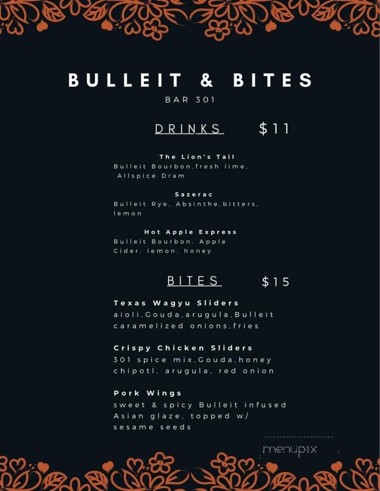 Bar 301 - San Antonio, TX menu_pic
