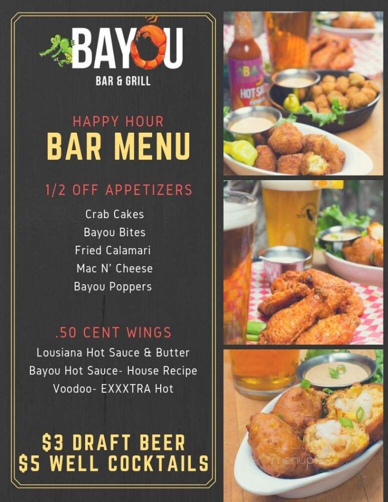 Bayou Bar and Grill - Modesto, CA menu_pic