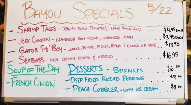 Bayou Bar and Grill - Modesto, CA menu_pic