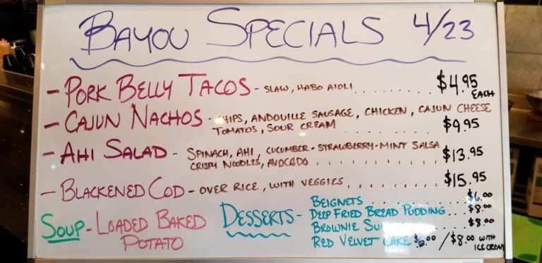 Bayou Bar and Grill - Modesto, CA menu_pic