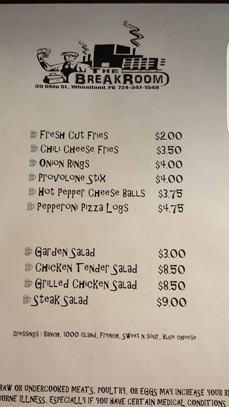 Break Room - Wheatland, PA menu_pic