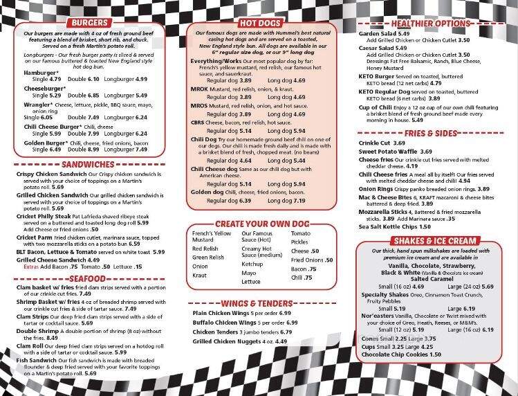 Cricket Car Hop - Stratford, CT menu_pic