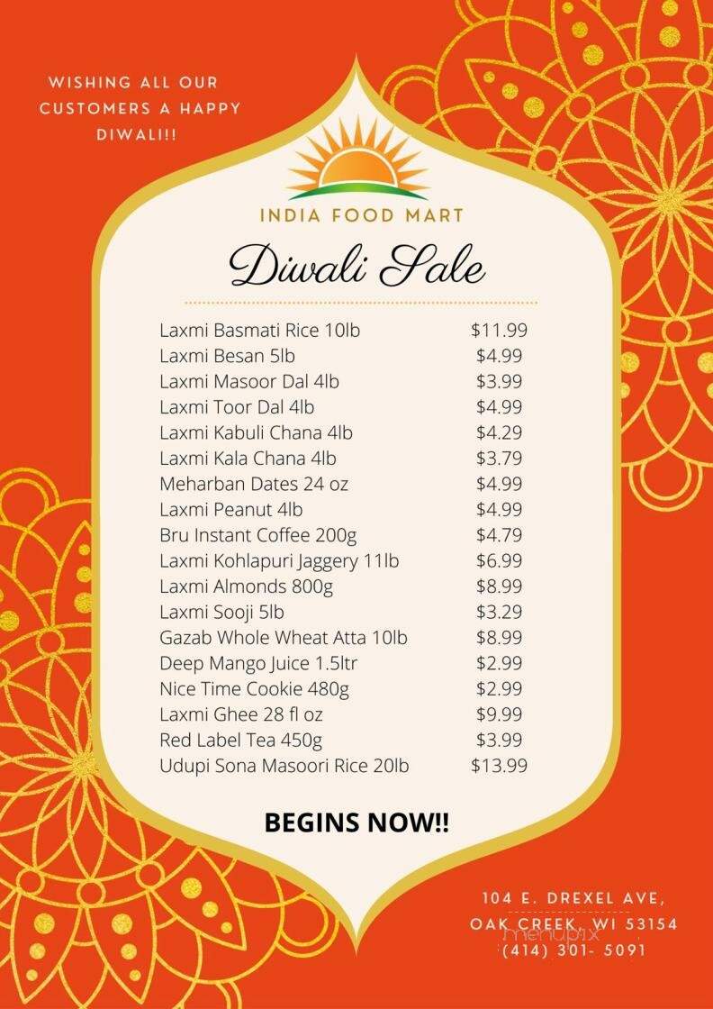 Indian Delight - Oak Creek, WI menu_pic