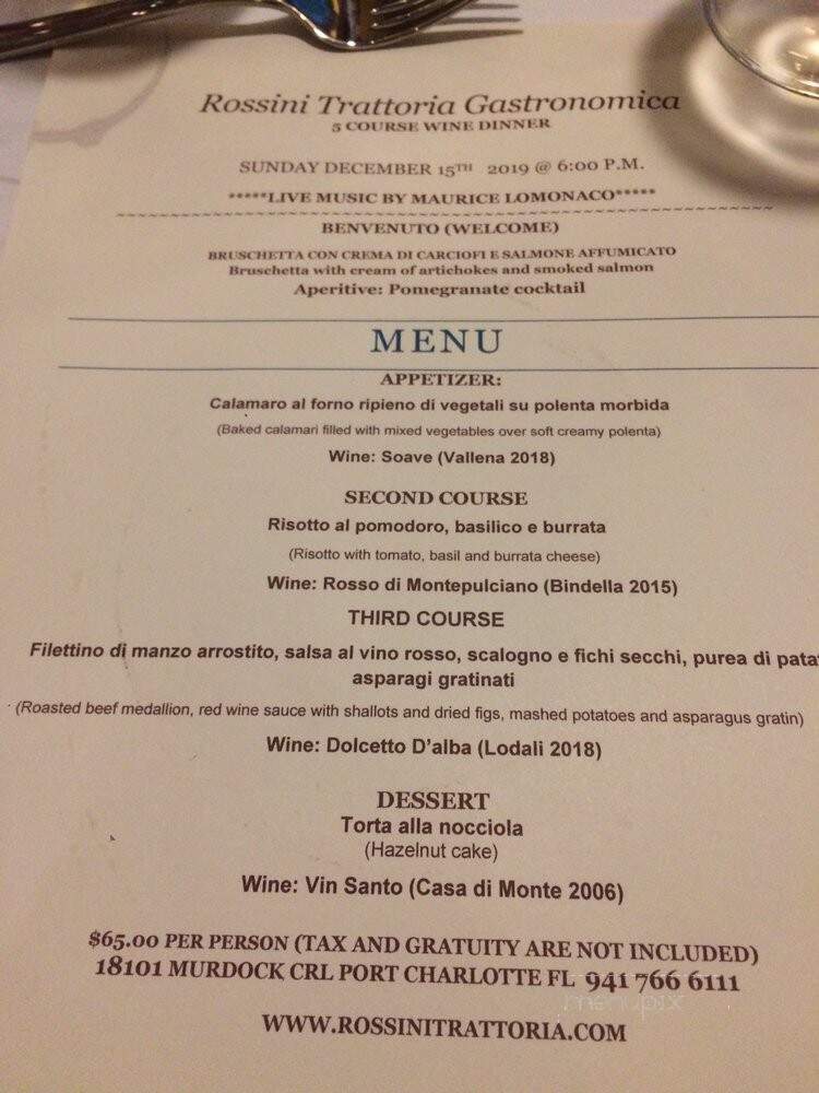 Rossini Trattoria Gastronomica - Port Charlotte, FL menu_pic