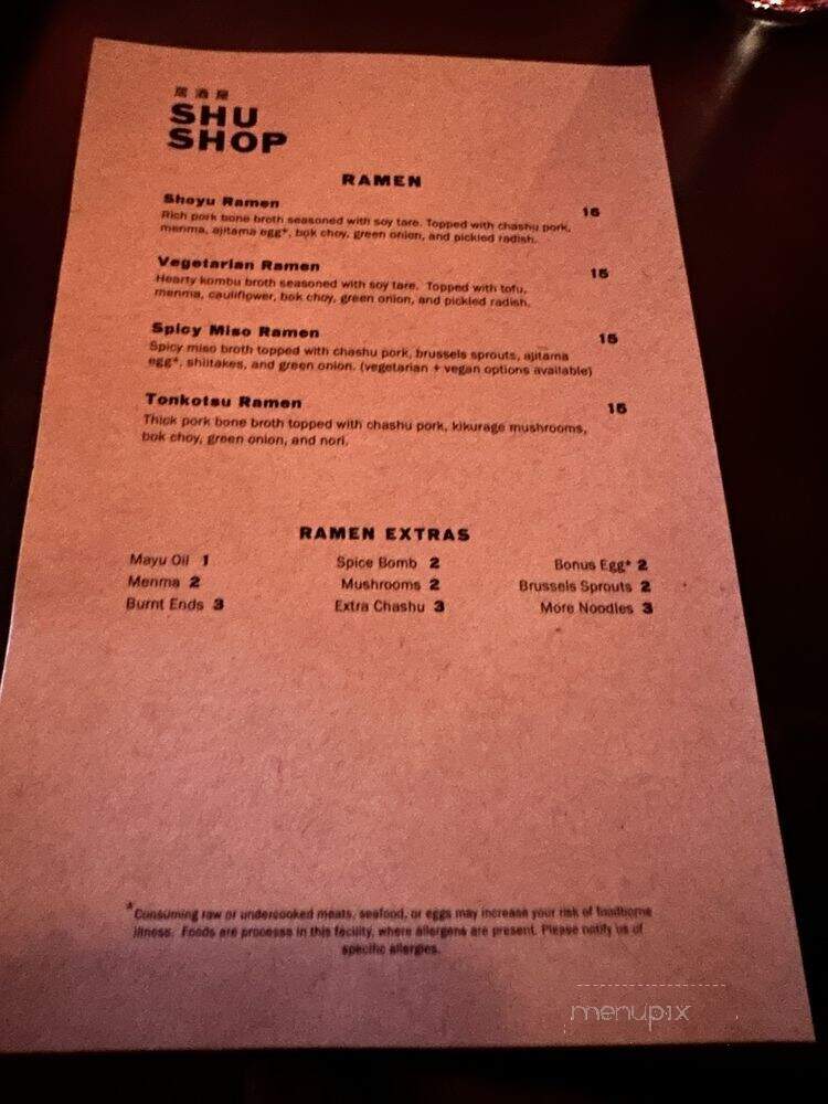 Shu Shop - Birmingham, AL menu_pic