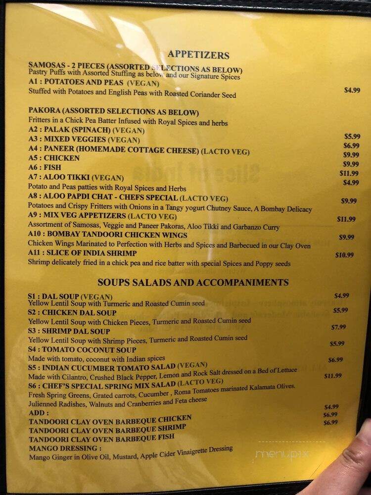 Slice of India - Clovis, CA menu_pic