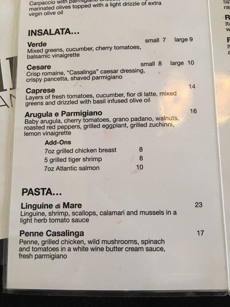 Casalinga Ristorante - Mississauga, ON menu_pic