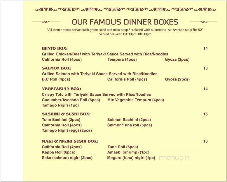 West Sakura Sushi - West Kelowna, BC menu_pic
