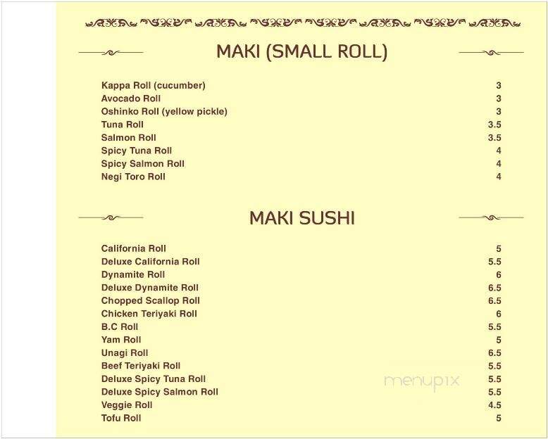 West Sakura Sushi - West Kelowna, BC menu_pic