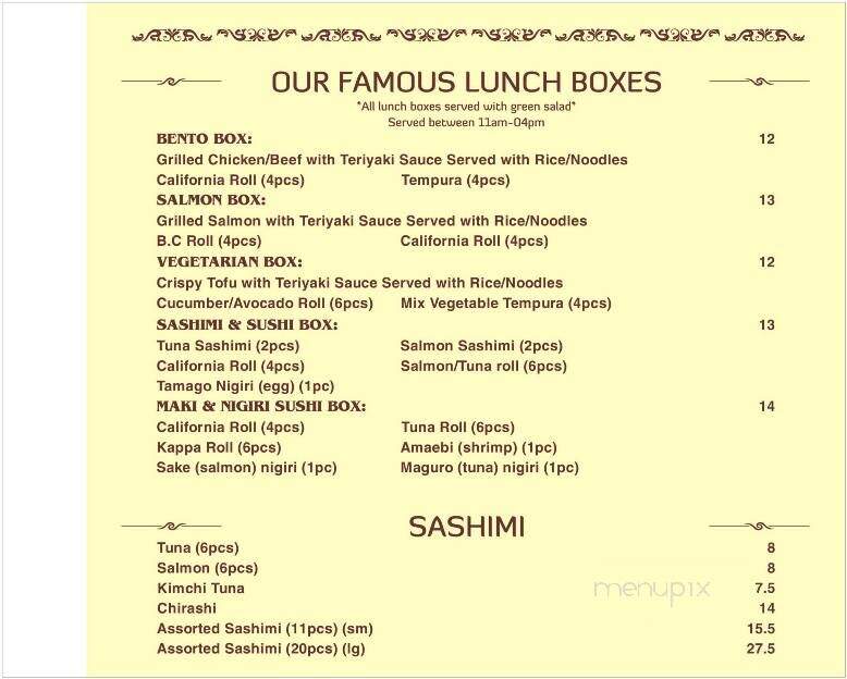 West Sakura Sushi - West Kelowna, BC menu_pic