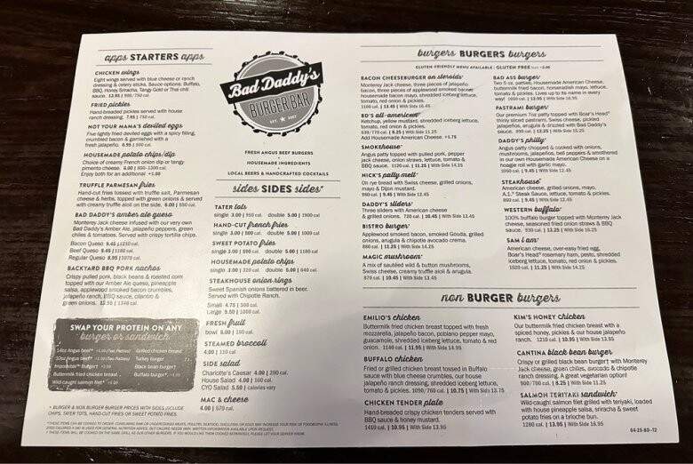 Bad Daddy's Burger Bar - Chattanooga, TN menu_pic