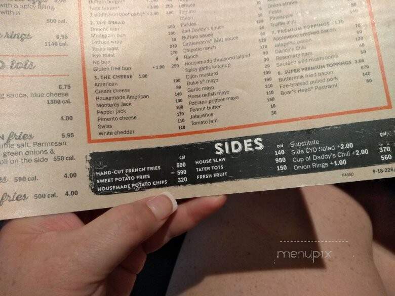 Bad Daddy's Burger Bar - Chattanooga, TN menu_pic