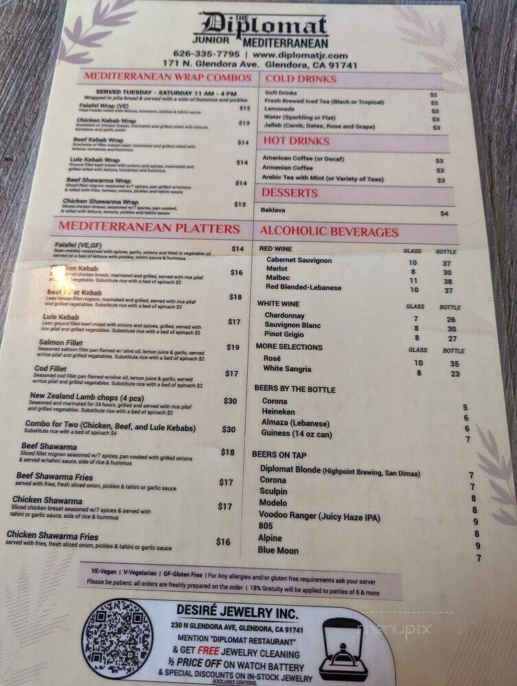 The Diplomat Junior - Glendora, CA menu_pic