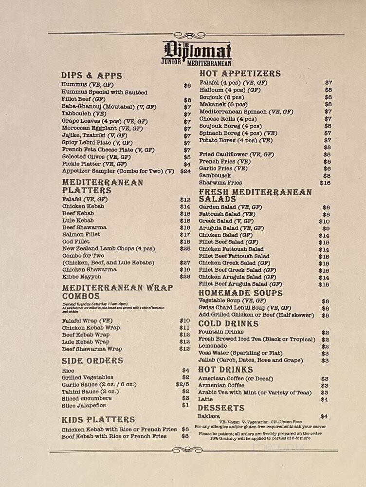 The Diplomat Junior - Glendora, CA menu_pic