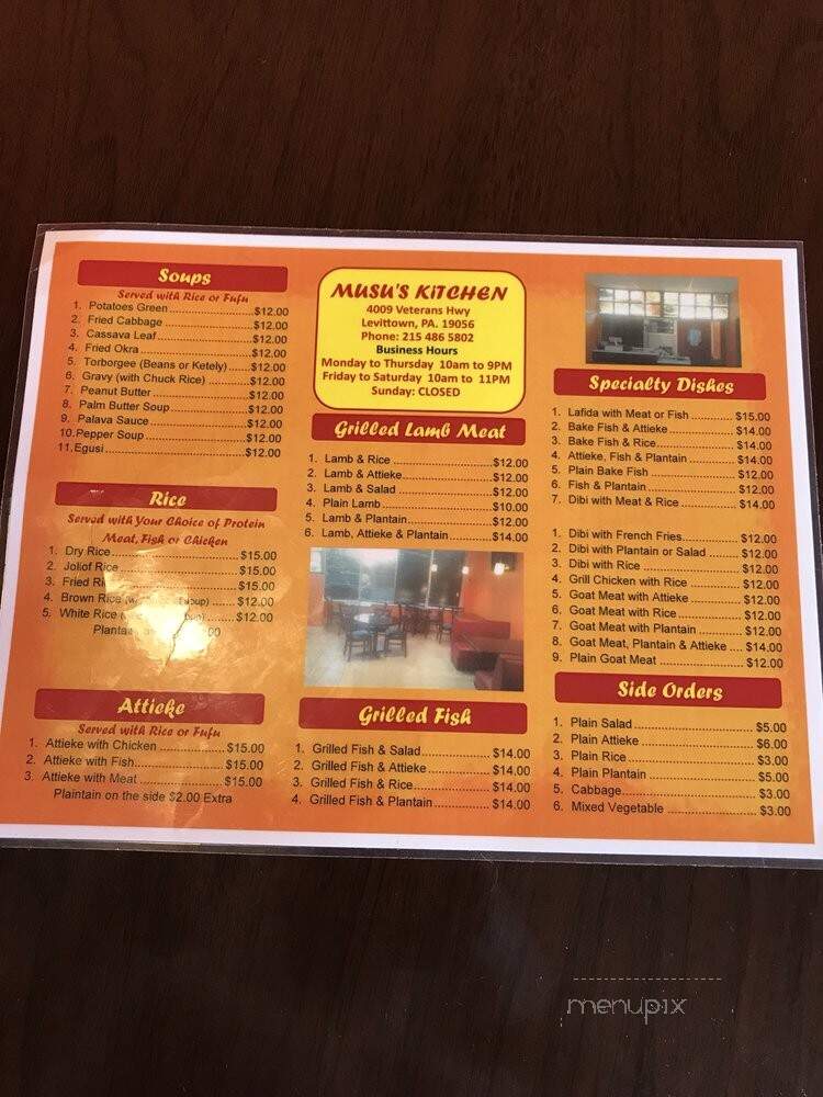 Musus' Kitchen - Levittown, PA menu_pic