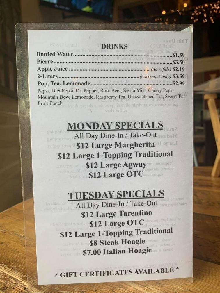 Ianni's Pizzeria of Vandergrift - Vandergrift, PA menu_pic