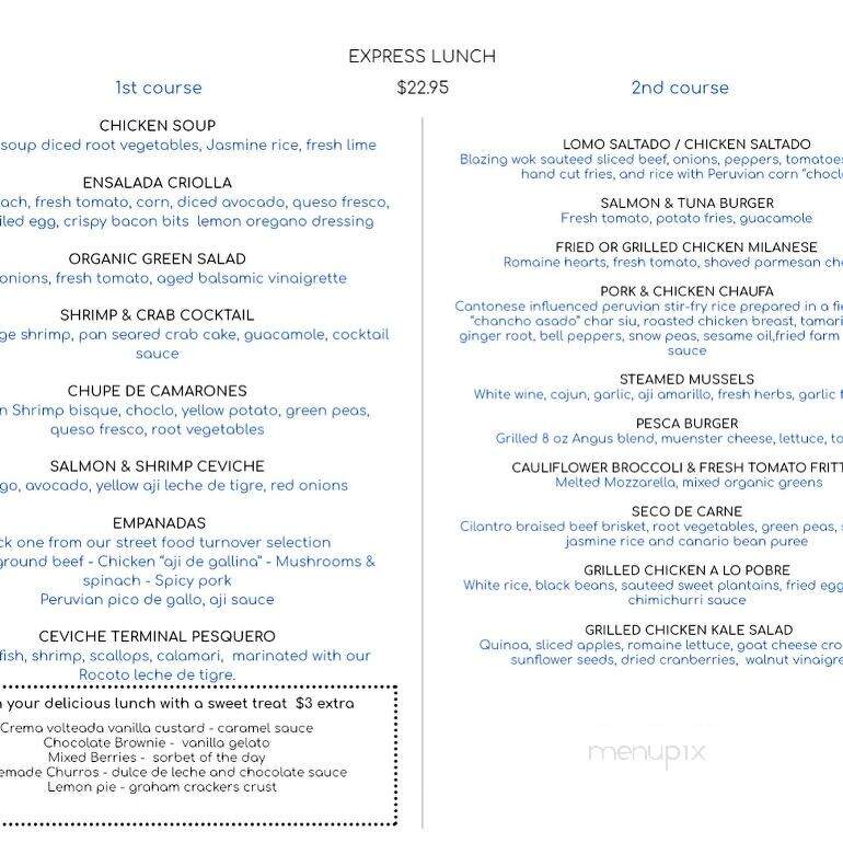 Pesca Peruvian Bistro - New Canaan, CT menu_pic