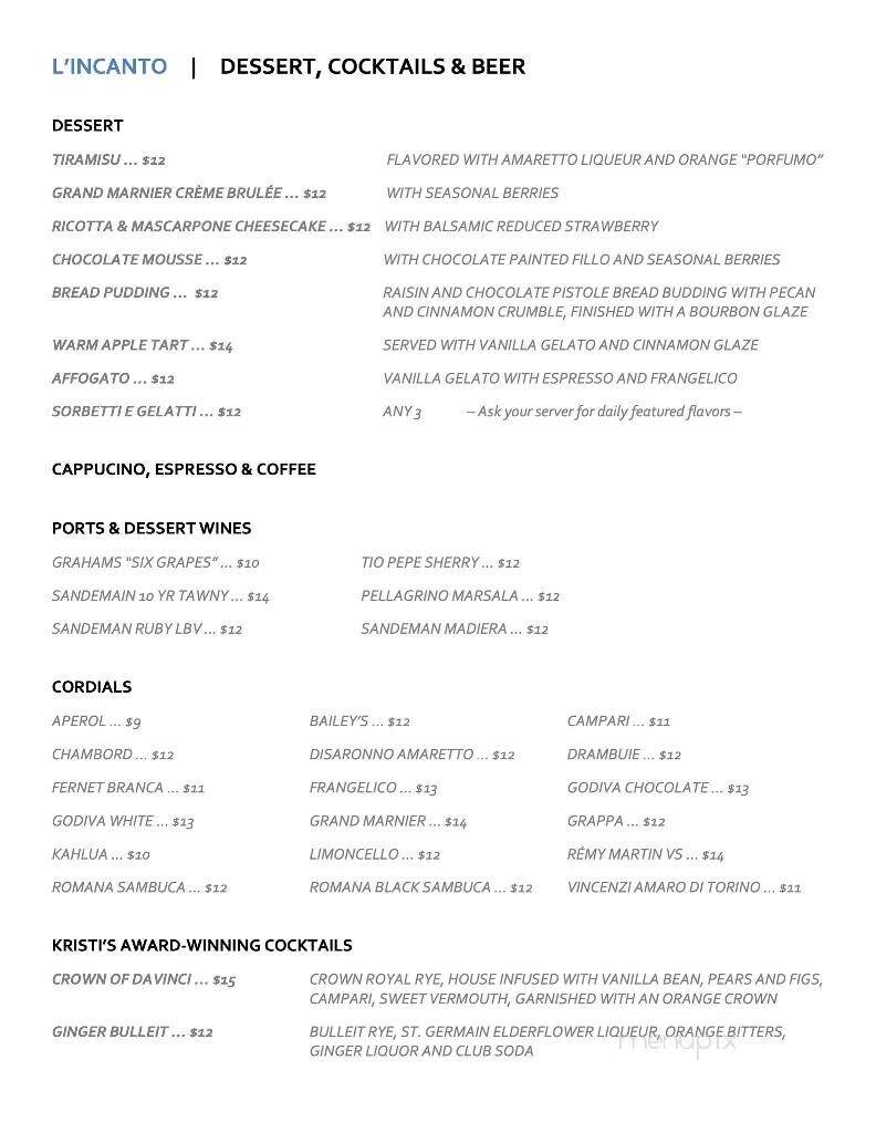 L'Incanto - Greer, SC menu_pic