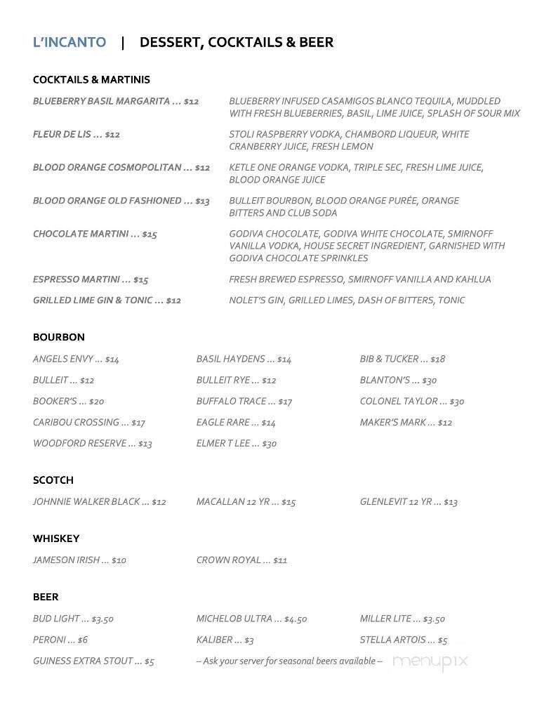 L'Incanto - Greer, SC menu_pic