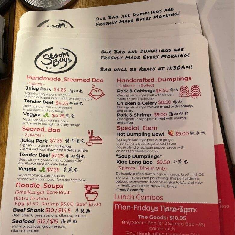 Steam Boys - Nashville, TN menu_pic